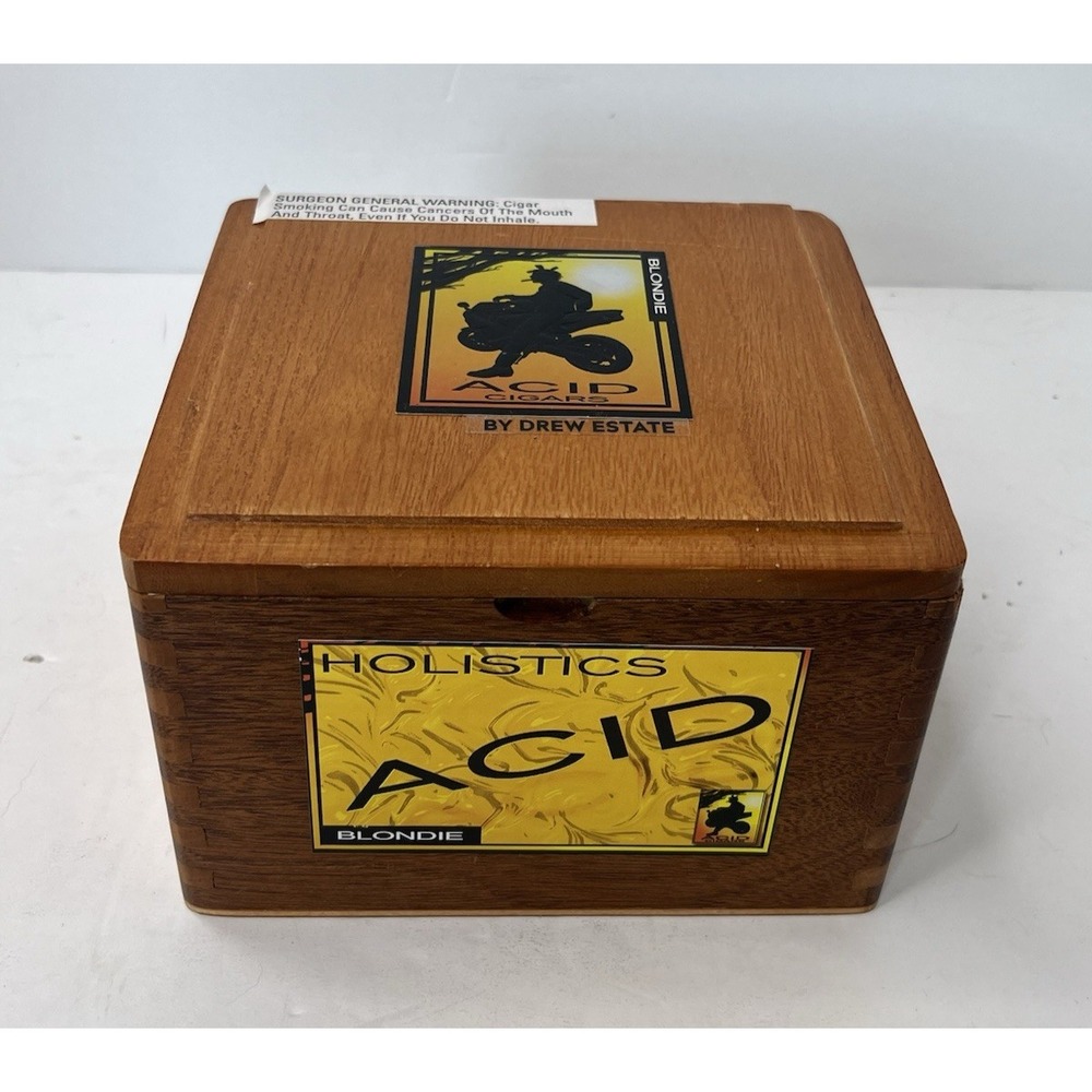 Drew Estate | Acid "Blondie" Wood Cigar Box - 6.5" x 6" x 4" w/ Packing Material